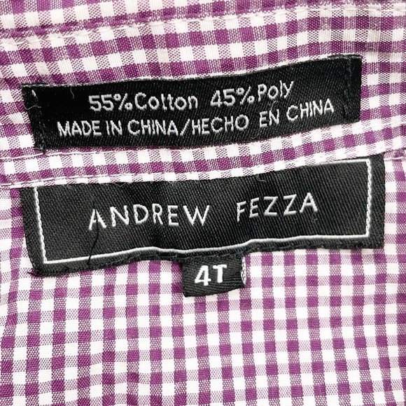 Andrew Fezza toddler boys purple/white plaid print long sleeve button down shirt - Picture 3 of 4